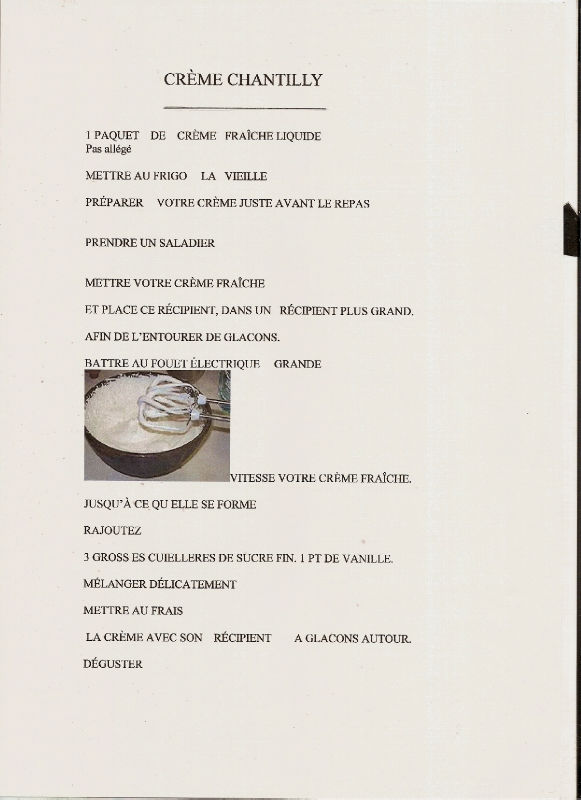 recette créme chantilly