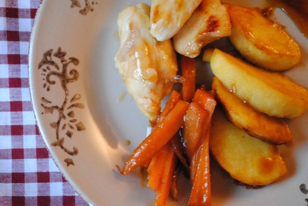 Poulet au miel et pommes caramélisées Poulet au miel et pommes caramélisées