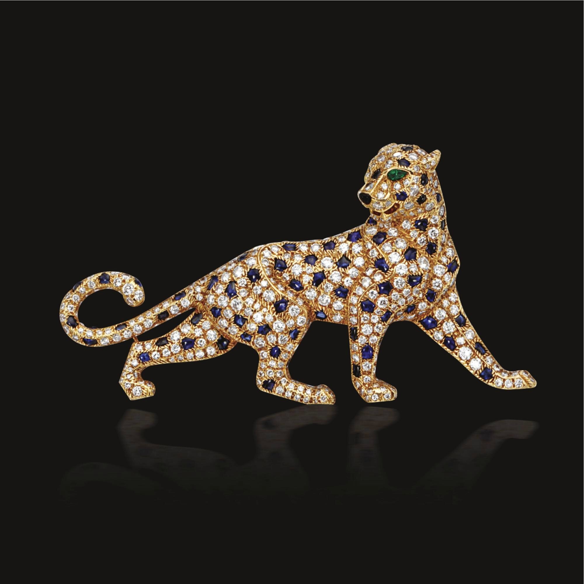 Diamond and sapphire panther brooch Cartier Paris Alain.R.Truong