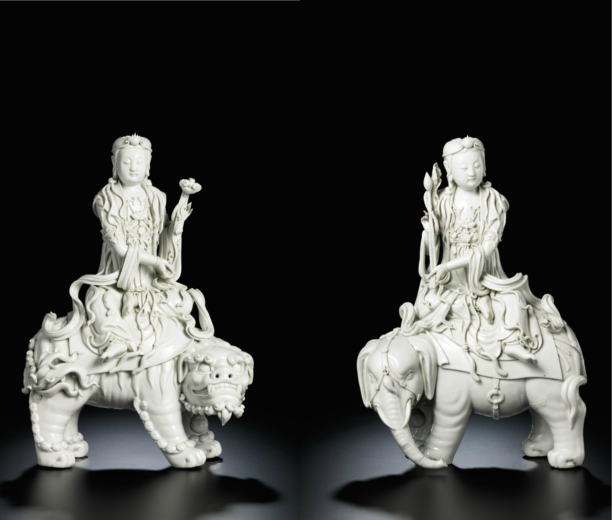 A Pair of Early 20th Century Chinese Blanc de Chine Figures A Pair of Early 20th Century Chinese Blanc de Chine Figures