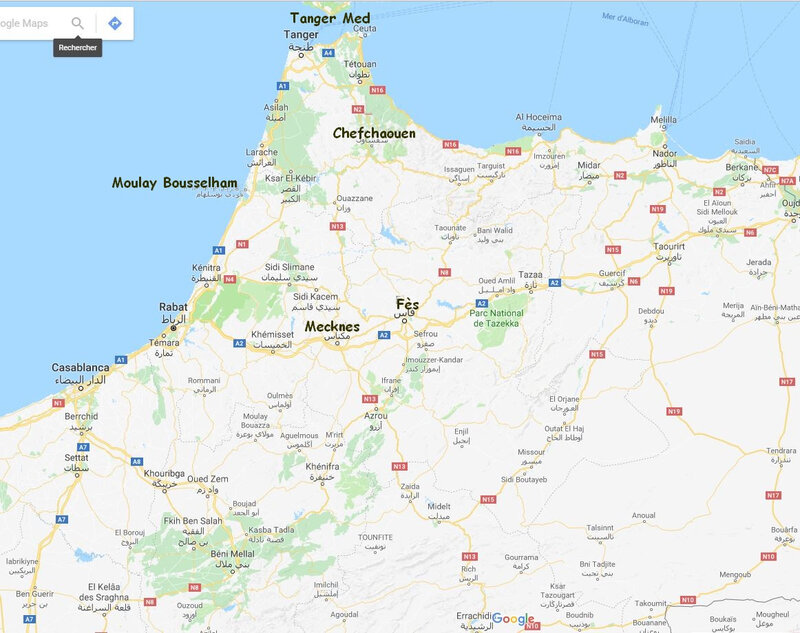 carte maroc nord