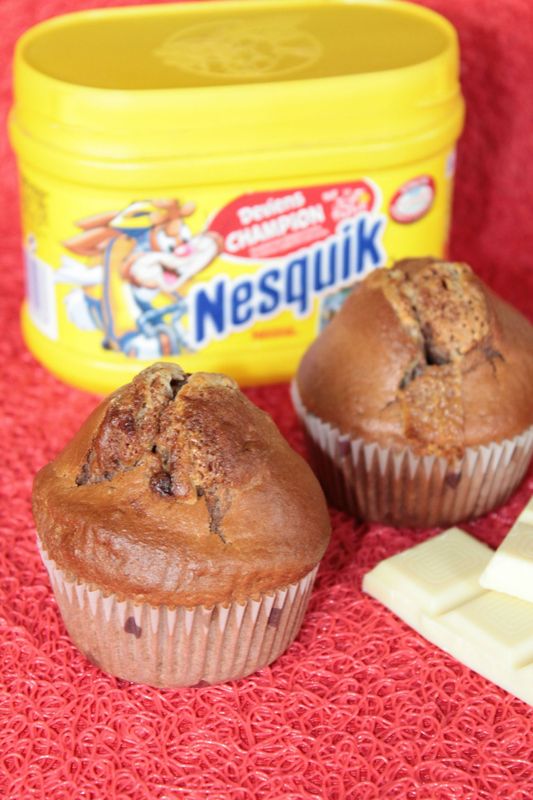 Muffins au Nesquik et Coeur de Chocolat Blanc Mes P'tits Biscuits