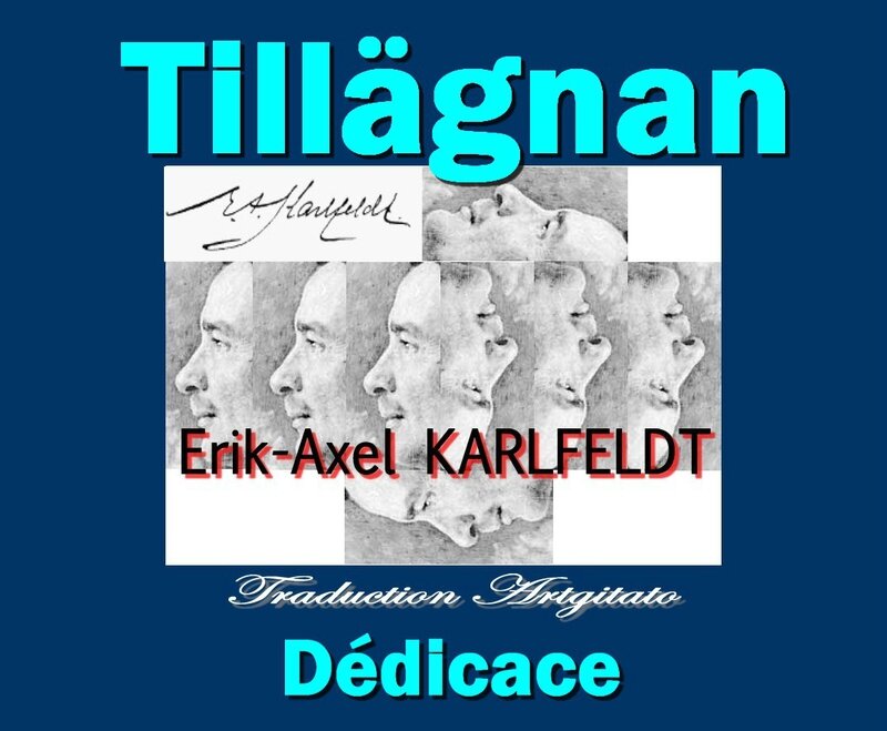 Tillägnan poesi Karlfeldt Dédicace poésie Erik Axel Karlfeldt Poésie Artgitato Traduction