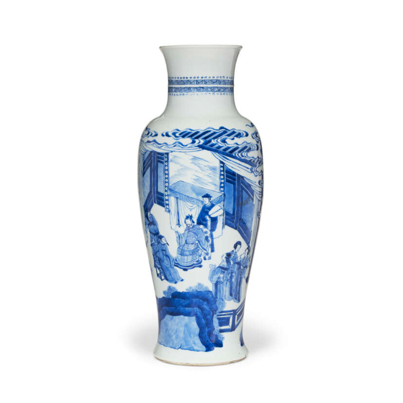 A blue and white vase, guanyin zun, Kangxi period (1662-1722