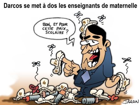 Darcos, les maternelles, et les couches - dessin de Jardin