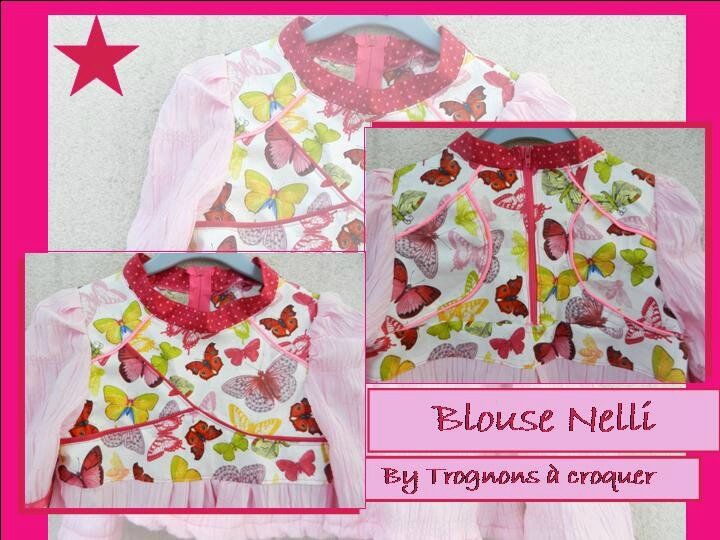 Blouse Nelli papillon rose