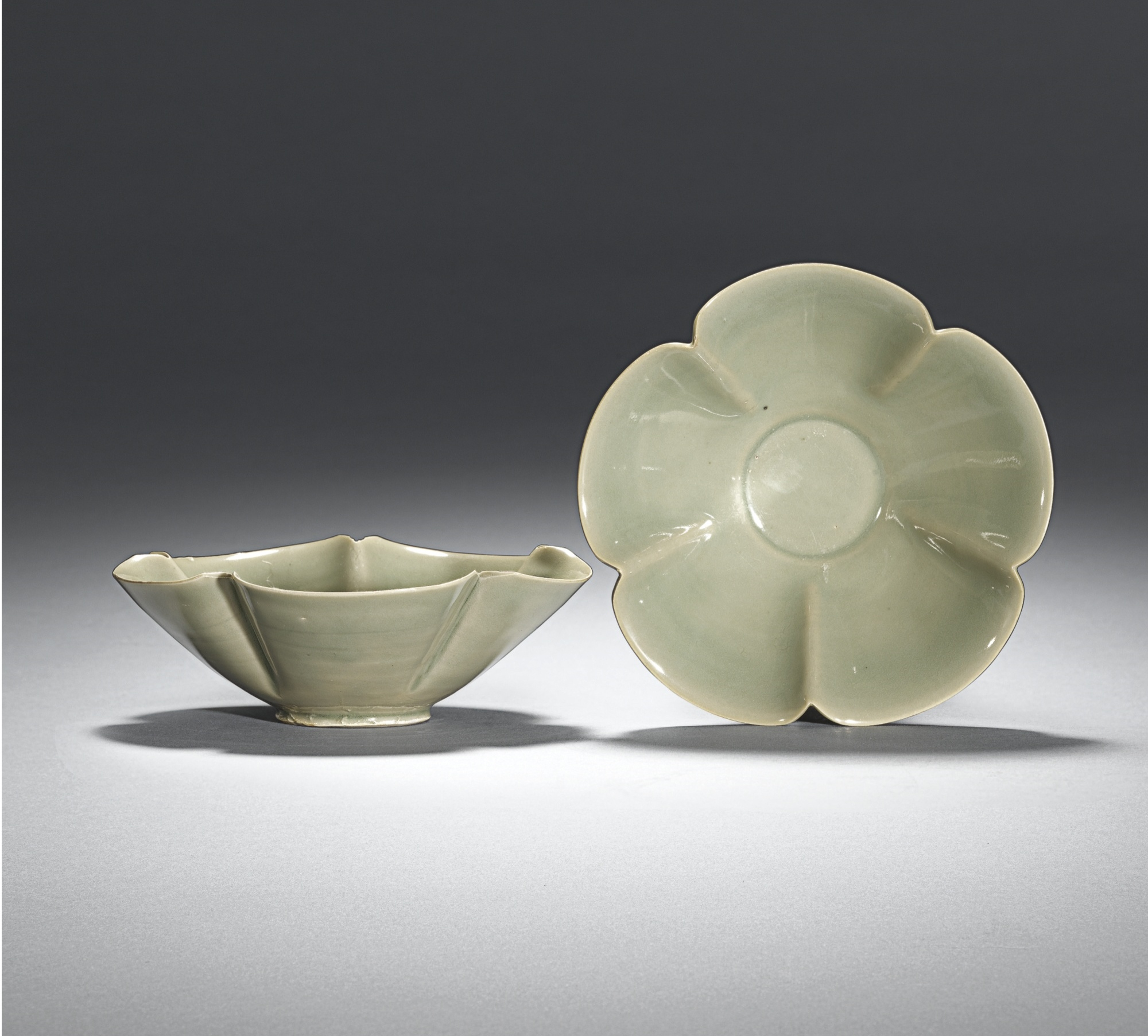 An exquisite pair of Yaozhou flower-shaped bowls, Five