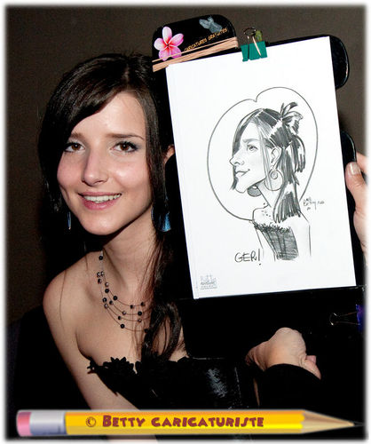 Caricature jeune fille réalisée en direct