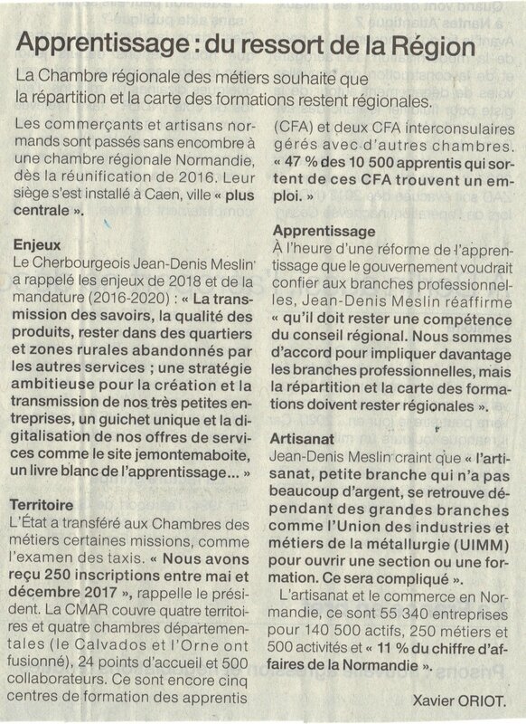 APPRENTISSAGE: Les artisans préfèrent la Normandie au MEDEF