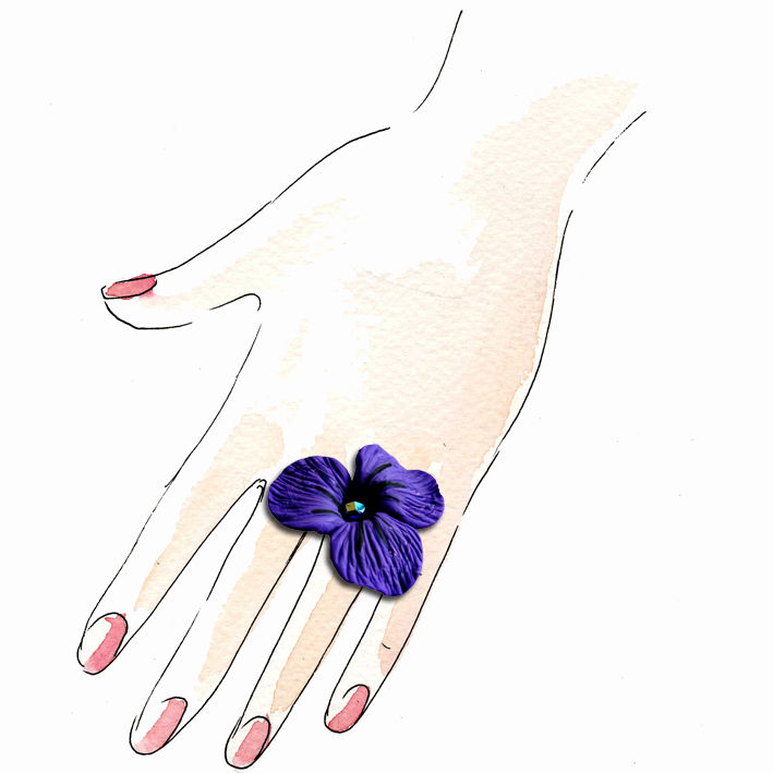 bague fleur violette