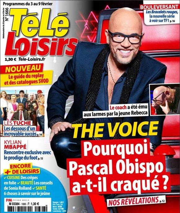 Pascal Obispo dans le magazine Télé Loisirs loisircover