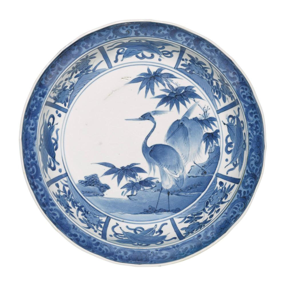 An Arita dish, Edo period, late 17th century, Fuku mark