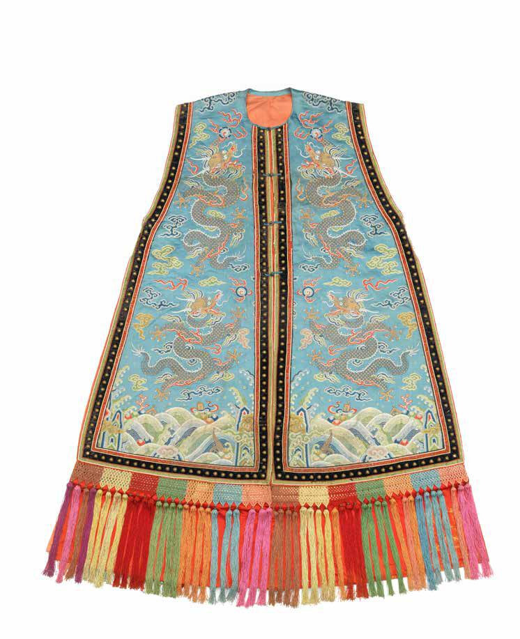 A rare Imperial light-blue ground silk dragon vest, xiapei A rare Imperial light-blue ground silk dragon vest, xiapei