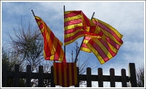 Catalogne mise sous tutelle : Puigdemont appelle à l'opposition démocratique Drapeaux catalans