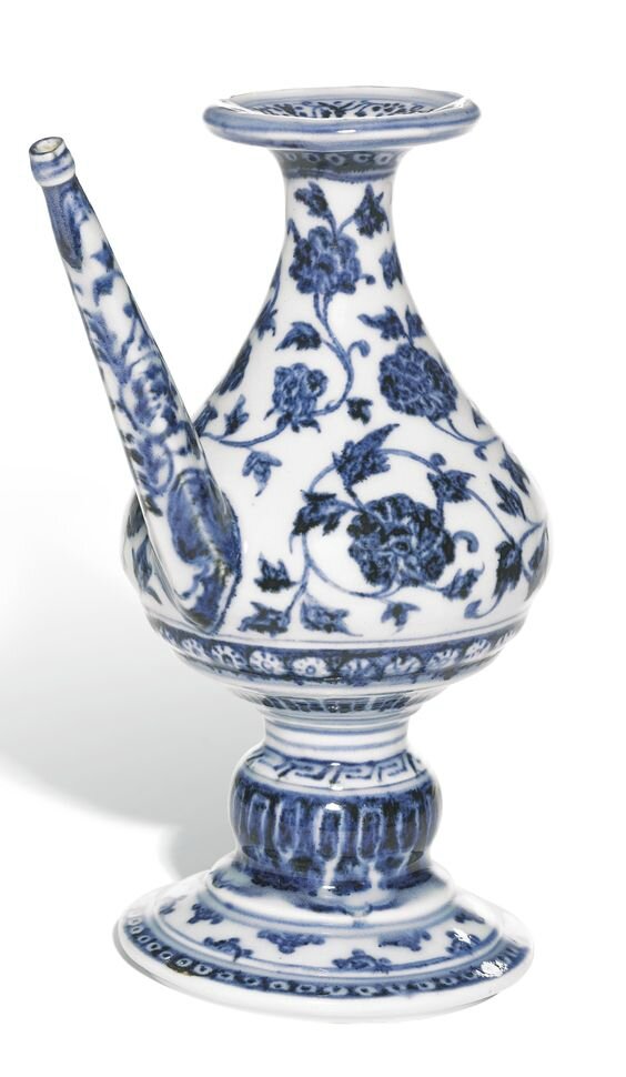 A fine, magnificent and extremely rare blue and white holy water vessel,  Ming dynasty, Yongle period - Alain.R.Truong