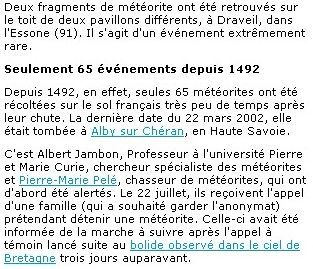 Météorite texte
