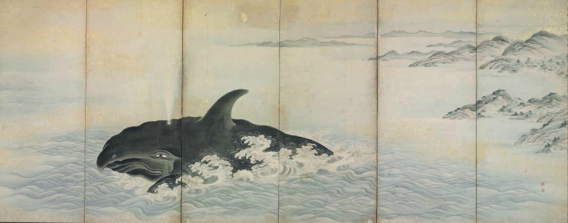 Makino Baisen (? - 1860), Whales and hunting boats - Alain.R
