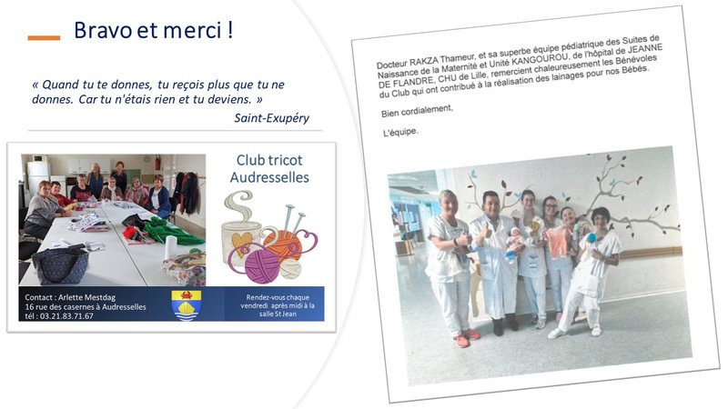 bravo et merci club tricot Audresselles