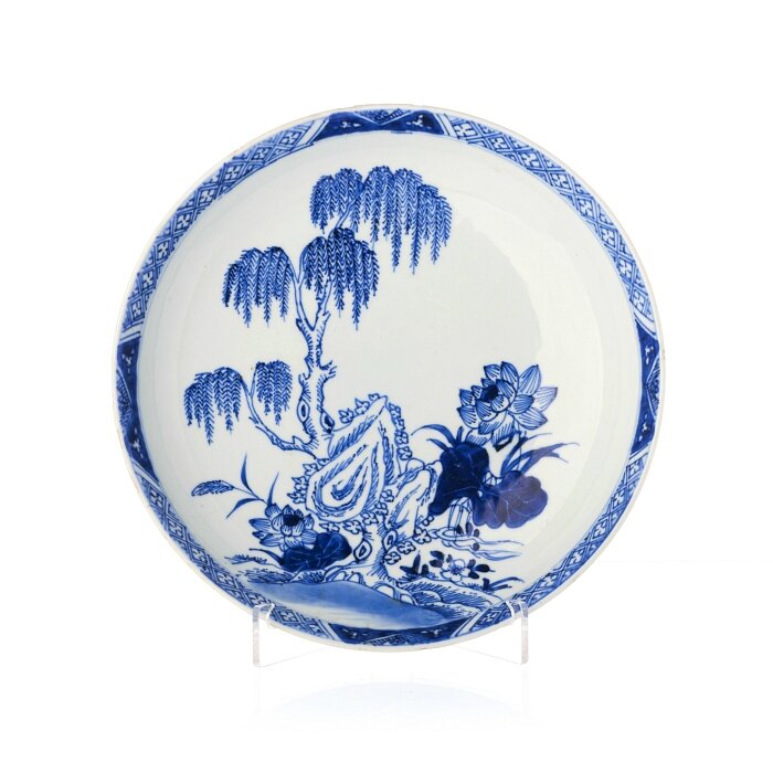 Blue and white dessert saucer plate, China, Kangxi period