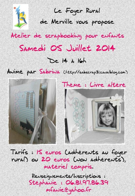 Affiche atelier enfants Merville du 05 07 14