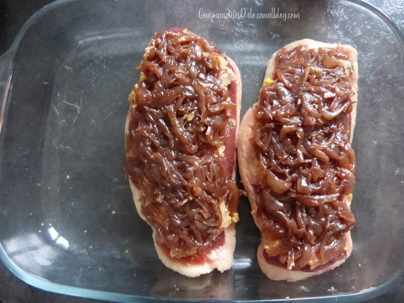 Roti de canard foie gras et confit d'oignon (5)