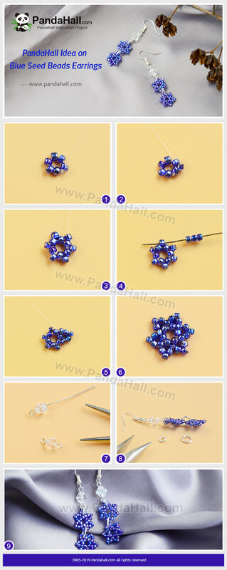 1-PandaHall Idea on Blue Seed Beads Earrings