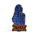 A carved lapis lazuli <b>boulder</b>, Qing dynasty, Qianlong period