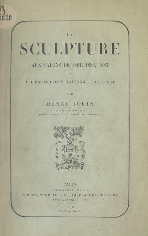 Livre La sculpture aux Salons 1881 1882 1883 p01