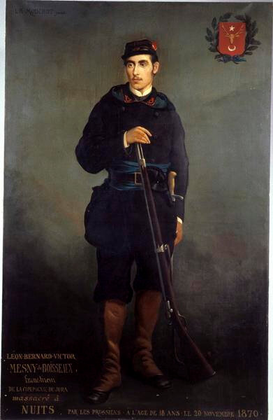 Mouchot (Louis), portrait du franc-tireur Mesny de Boisseau, tué le 20 nov 1870 (1871-1874)