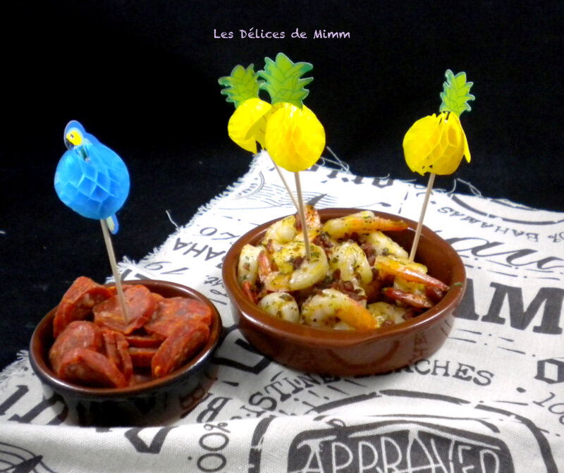 Une recette de tapas gambas au chorizo