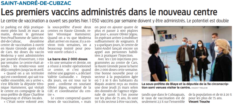 2021 03 30 SO Saint-André-de-Cubzac Les premiers vaccins administrés dans le nouveau centre