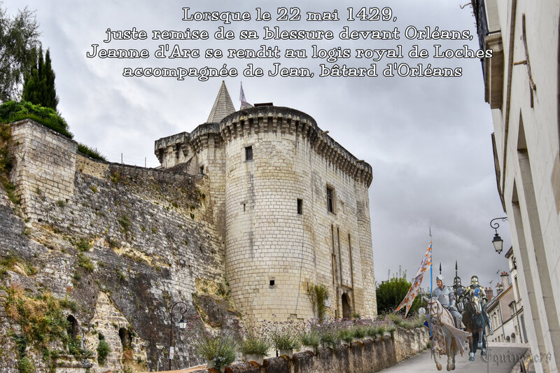 Lorsque le 22 mai 1429, juste remise de sa blessure devant Orléans, Jeanne d'Arc se rendit au logis royal de Loches, elle était accompagnée de Jean, bâtard d'Orléans, l'un de ses plus forts soutiens