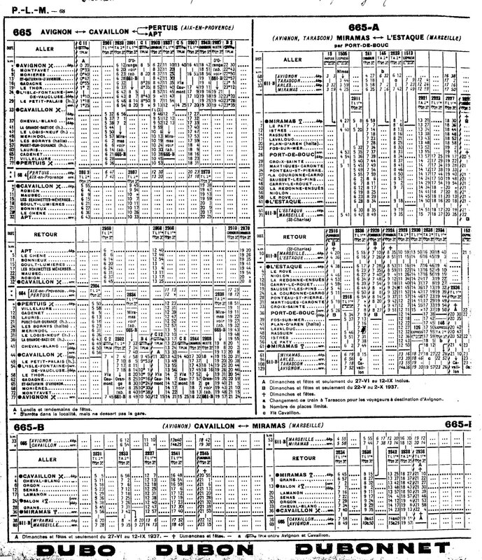 Horaire Chaix 1937