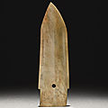 An archaic jade <b>ceremonial</b> blade, Ge, Shang dynasty (circa 1600-1046 BCE)