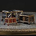A group of three German <b>gilt</b>-<b>brass</b>-mounted agate boxes, 19th century