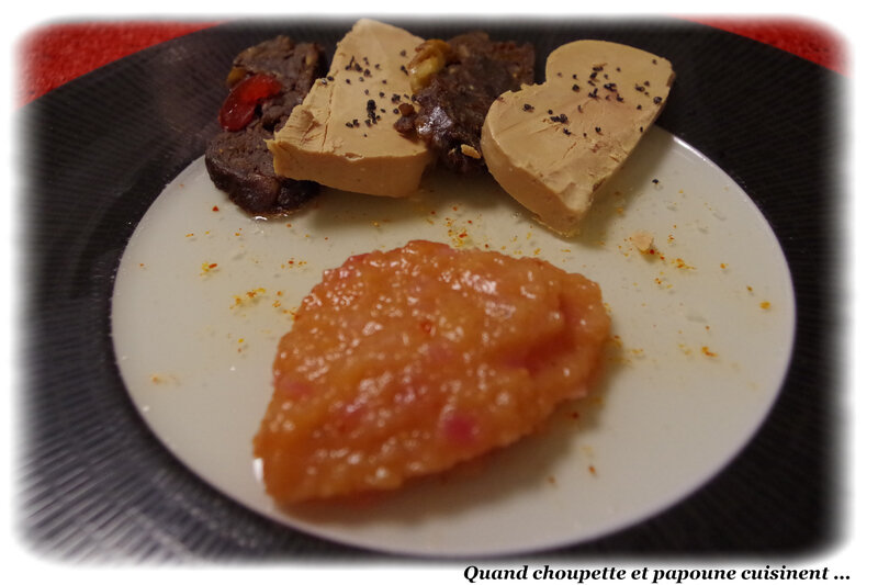 assiette de foie gras de canard sur gelée de gewurtz, chutney de bergamote-1436