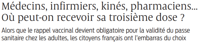 2021 11 26 SO Médecins infirmiers kinés pharmaciens Où peut-on recevoir sa troisième dose