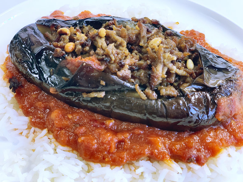 Aubergine entière confite et farcie 5