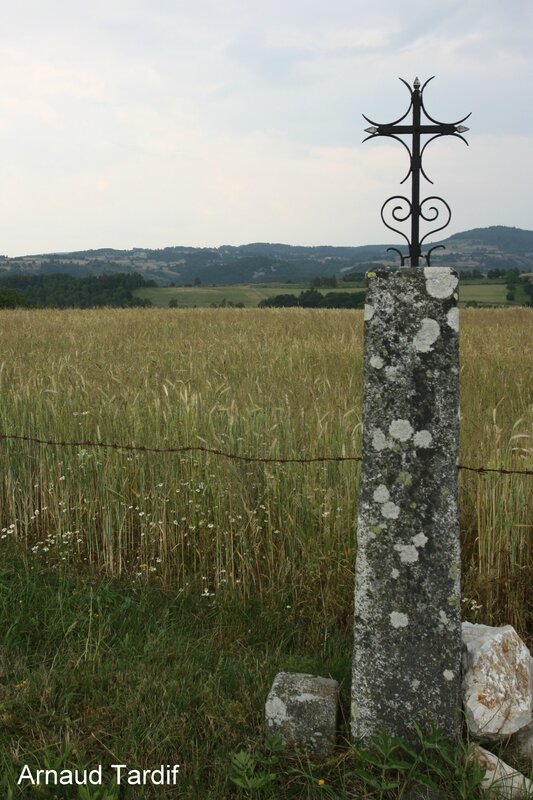 0049 Croix sur la route de Fridefont et Chaudes-Aigues D13 Portes de l'Aubrac blog