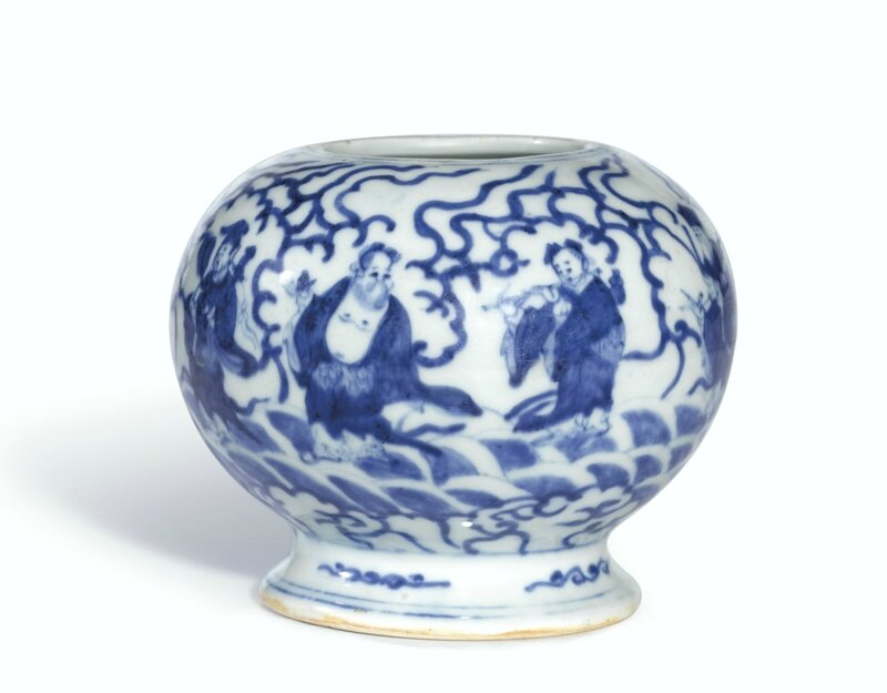 A blue and white 'Eight Immortals' jar, Mark and period of Jiajing