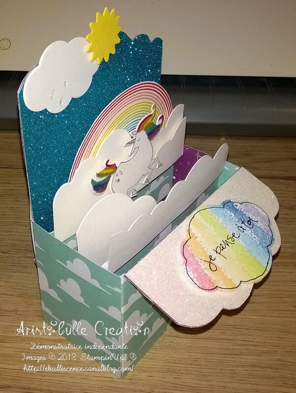 Card-in-a-box licorne arc-en-ciel - profil