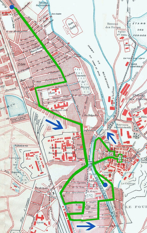 Plan Belfort Trajet Cavalcade Mi carême 1923