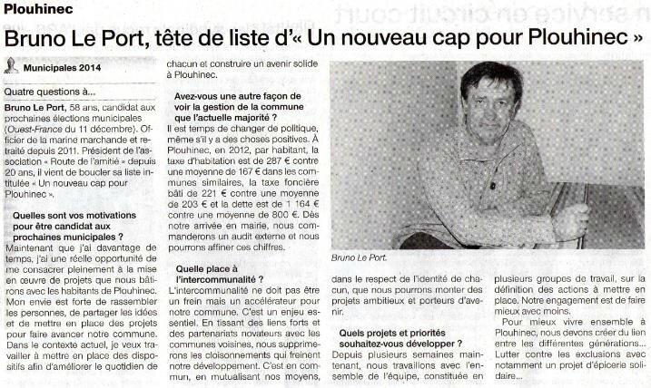 Bruno Le Port, tête de liste d''un nouveau cap pour Plouhinec' OF 9