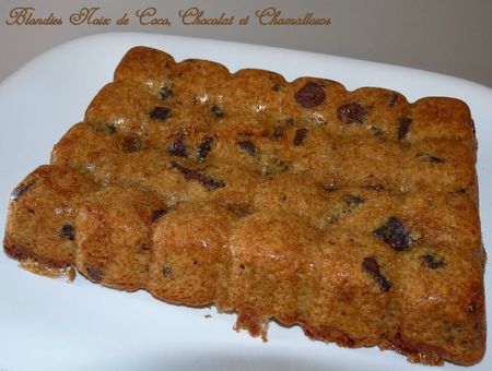 Blondies noix de coco, chocolat et chamallows2