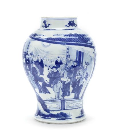 A blue and white baluster jar, Kangxi period (1662-1722)