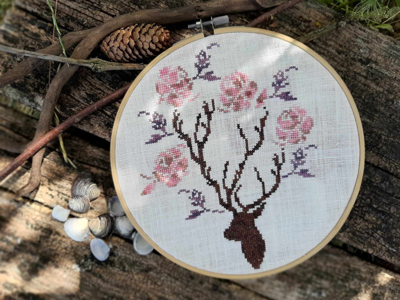 cerf dans les roses autourdelsa