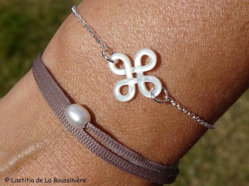 Bracelet Arabesque nacre (sur chaîne argent massif)