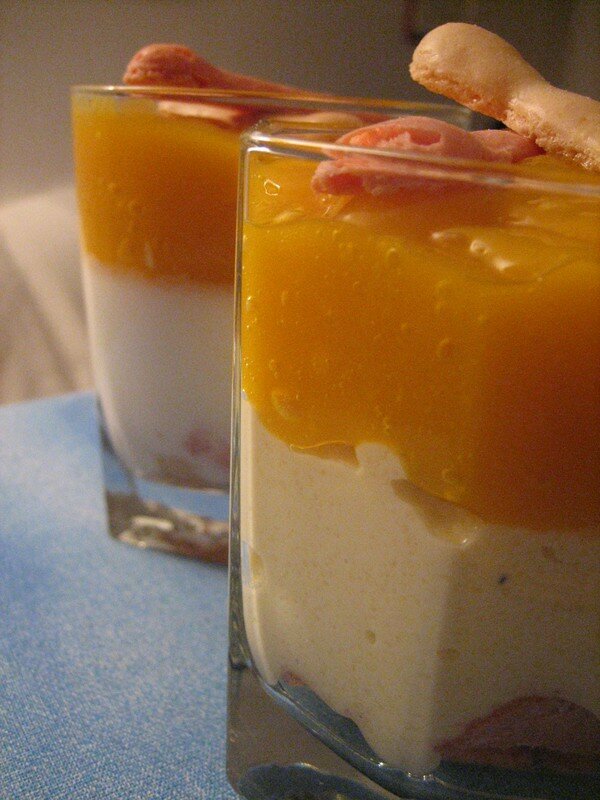 Trifle aux croquignoles et purée de mangue