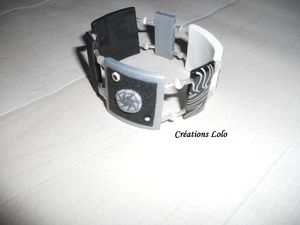 145 - Bracelet noir, gris, blanc