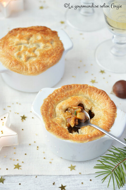 vegan christmas pot pie - champignons châtagines au vin blanc - noël vegan